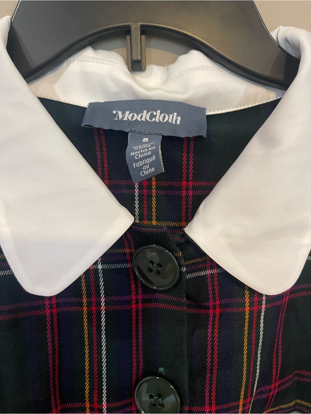 Modcloth Plaid Dress with White Collar - Picture 3 of 8